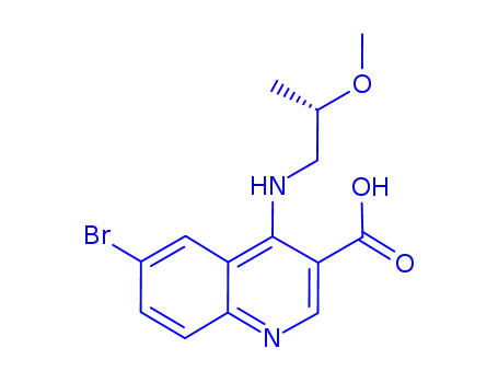 Molecular Structure of 1386874-30-1 (6-bromo-4-[[(2S)-2-methoxypropyl]amino]quinoline-3-carboxylic acid)