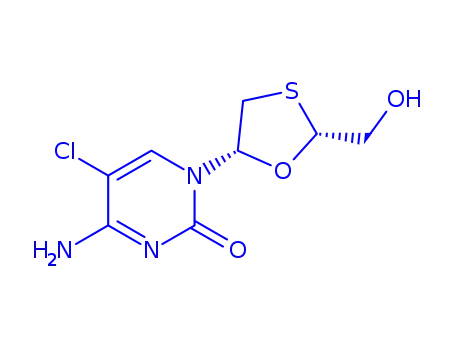 Molecular Structure of 149819-52-3 (4-amino-5-chloro-1-[(2S,5R)-2-(hydroxymethyl)-1,3-oxathiolan-5-yl]pyrimidin-2(1H)-one)