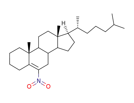 Molecular Structure of 1912-53-4 ((10R,13R,17R)-17-((R)-1,5-Dimethyl-hexyl)-10,13-dimethyl-6-nitro-2,3,4,7,8,9,10,11,12,13,14,15,16,17-tetradecahydro-1H-cyclopenta[a]phenanthrene)