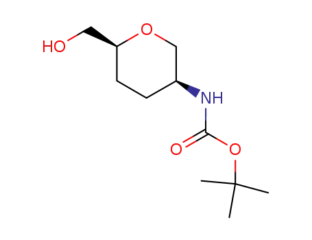 Molecular Structure of 603130-24-1 (tert-butyl (cis)-6-(hydroxymethyl)-tetrahydro-2H-pyran-3-ylcarbamate)