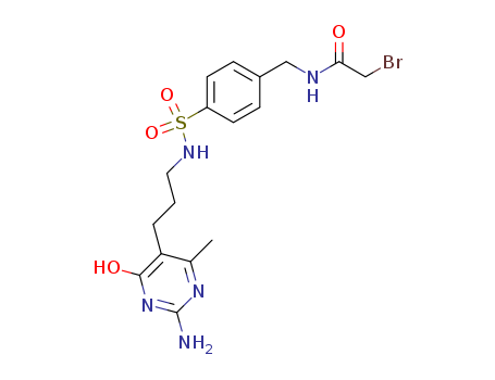 Acetamide,N-[[4-[[[3-(2-amino-1,6-dihydro-4-methyl-6-oxo-5-pyrimidinyl)propyl]amino]sulfonyl]phenyl]methyl]-2-bromo- cas  13822-26-9
