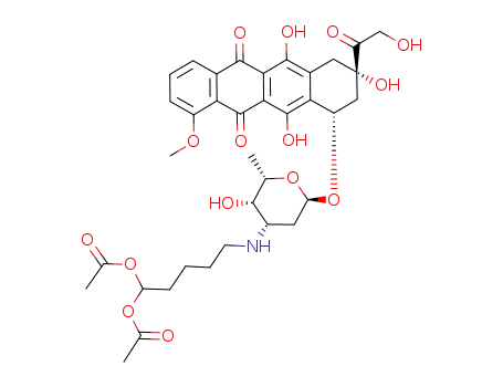 Molecular Structure of 138967-27-8 (N-(5,5-diacetoxypentyl)doxorubicin)