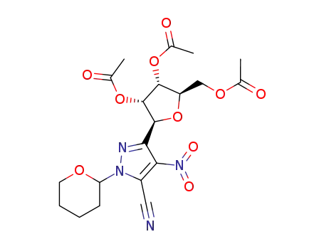 5-cyano-4-nitro-1-(tetrahydropyran-2-yl)-3-(2,3,5-tri-O-acetyl-β-D-ribofuranosyl)-1H-pyrazole