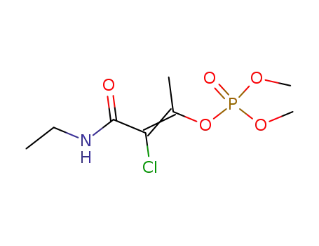 Molecular Structure of 13171-22-7 (Phosphoric acid dimethyl 2-chloro-3-(ethylamino)-1-methyl-3-oxo-1-propenyl ester)