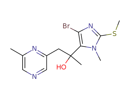 Molecular Structure of 138335-99-6 (2-[4-bromo-1-methyl-2-(methylsulfanyl)-1H-imidazol-5-yl]-1-(6-methylpyrazin-2-yl)propan-2-ol)