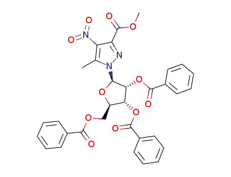 1-((2R,3R,4R,5R)-3,4-Bis-benzoyloxy-5-benzoyloxymethyl-tetrahydro-furan-2-yl)-5-methyl-4-nitro-1H-pyrazole-3-carboxylic acid methyl ester