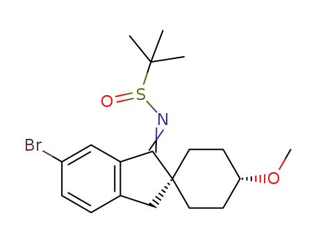 Molecular Structure of 1383985-60-1 (N-((1r,4r)-5'-bromo-4-methoxyspiro[cyclohexane-1,2'-indene]-3'(1'H)-ylidene)-2-methylpropane-2-sulfinamide)