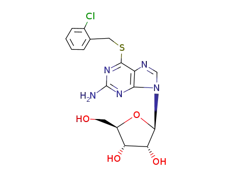 Molecular Structure of 13153-25-8 (6-[(2-chlorobenzyl)sulfanyl]-9-pentofuranosyl-9H-purin-2-amine)
