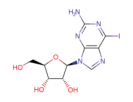 Molecular Structure of 13153-32-7 (2-AMINO-6-IODOPURINE RIBONUCLEOSIDE)