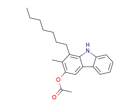 Molecular Structure of 139196-84-2 (1-Heptyl-2-methyl-9H-carbazol-3-ol acetate (ester))