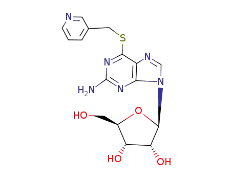 Molecular Structure of 13153-29-2 (9-pentofuranosyl-6-[(pyridin-3-ylmethyl)sulfanyl]-9H-purin-2-amine)