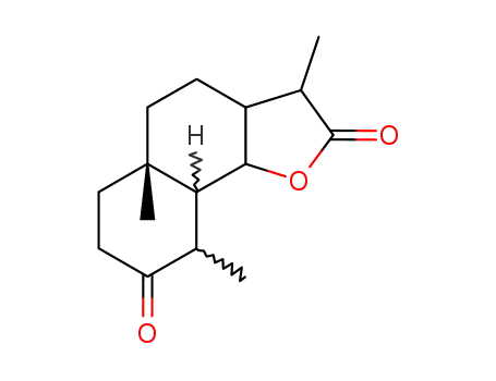 Molecular Structure of 84652-34-6 ((3S)-3aβ,5,5a,6,7,9,9aα,9bα-Octahydro-3β,5aα,9β-trimethylnaphtho[1,2-b]furan-2,8(3H,4H)-dione)