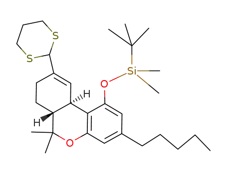 (+/-)-9-normethyl-9-(1,3-dithianyl)-Δ<sup>9</sup>-tetrahydrocannabiol tert-butyldimethylsilyl ether