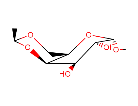 Molecular Structure of 13225-11-1 (METHYL-4,6-O-ETHYLIDENE-ALPHA-D-GLUCOPYRANOSIDE)