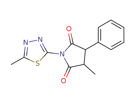 Molecular Structure of 139477-29-5 (3-methyl-1-(5-methyl-1,3,4-thiadiazol-2-yl)-4-phenylpyrrolidine-2,5-dione)