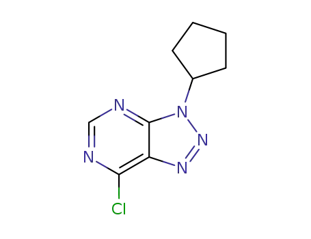 Molecular Structure of 14054-48-9 (7-chloro-3-cyclopentyl-3H-[1,2,3]triazolo[4,5-d]pyrimidine)