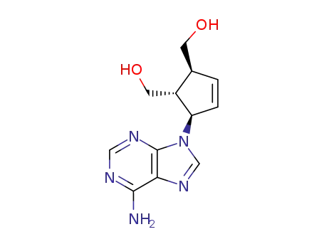 Molecular Structure of 142187-88-0 (9-(4,5-bishydroxymethylcyclopent-2-en-1-yl)-9H-adenine)