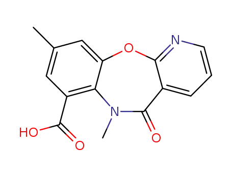 Molecular Structure of 140413-34-9 (6,9-dimethyl-5-oxo-5,6-dihydropyrido[2,3-b][1,5]benzoxazepine-7-carboxylic acid)