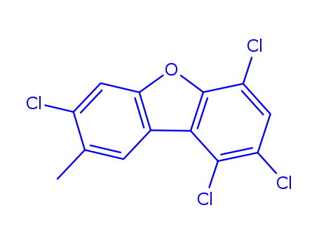 Molecular Structure of 139883-50-4 (1,2,4,7-tetrachloro-8-methyldibenzo[b,d]furan)