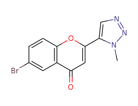 Molecular Structure of 131924-44-2 (4H-1-Benzopyran-4-one, 6-bromo-2-(1-methyl-1H-1,2,3-triazol-5-yl)-)