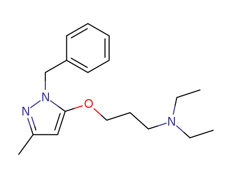 Molecular Structure of 13200-69-6 (3-[(1-Benzyl-3-methyl-1H-pyrazol-5-yl)oxy]-N,N-diethylpropan-1-amine)