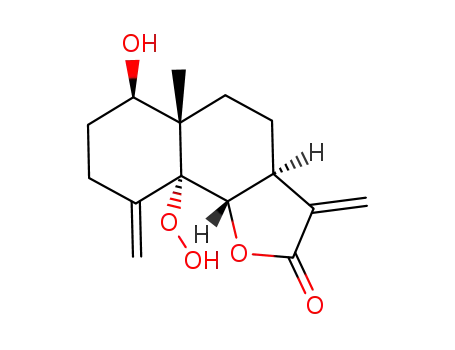 1β-hydroxy-5α-hydroperoxy-6β,7αH-eudesma-4(15),11(13)dien-12,6-olide