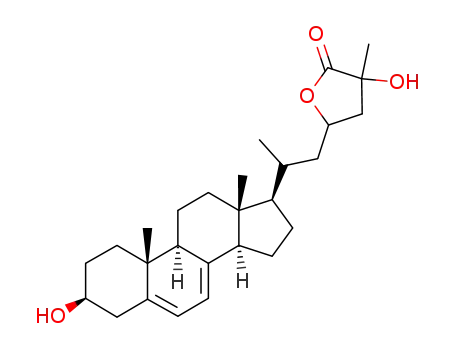 Molecular Structure of 76719-34-1 (3-Hydroxy-5-[2-((3S,9S,10R,13R,14R,17R)-3-hydroxy-10,13-dimethyl-2,3,4,9,10,11,12,13,14,15,16,17-dodecahydro-1H-cyclopenta[a]phenanthren-17-yl)-propyl]-3-methyl-dihydro-furan-2-one)