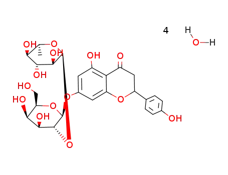 Molecular Structure of 11032-30-7 ((2S)-5-hydroxy-2-(4-hydroxyphenyl)-4-oxo-3,4-dihydro-2H-chromen-7-yl 2-O-(6-deoxy-alpha-L-mannopyranosyl)-beta-D-glucopyranoside hydrate)
