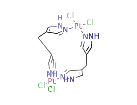 Molecular Structure of 140657-78-9 (bis(4,4'-dipyrazolylmethane-N,N')-bis(dichloroplatinum II))