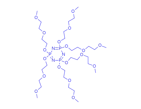 Molecular Structure of 131841-09-3 (2,2,4,4,6,6-hexakis[2-(2-methoxyethoxy)ethoxy]-1,3,5,2lambda~5~,4lambda~5~,6lambda~5~-triazatriphosphinine)