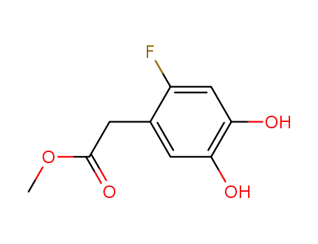 Molecular Structure of 141523-25-3 (Benzeneacetic acid, 2-fluoro-4,5-dihydroxy-, methyl ester (9CI))