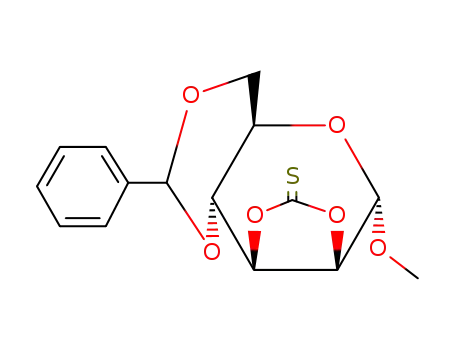 Molecular Structure of 14086-06-7 (4-methoxy-8-phenylhexahydro[1,3]dioxolo[4,5]pyrano[3,2-d][1,3]dioxine-2-thione (non-preferred name))