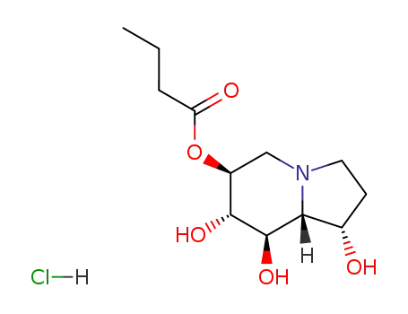 Molecular Structure of 141117-12-6 ((1S,6S,7S,8R,8aR)-1,7,8-trihydroxyoctahydroindolizin-6-yl butanoate hydrochloride)