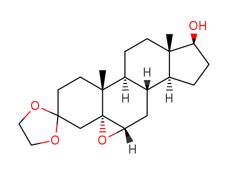 Molecular Structure of 50909-19-8 (3,3-ethanediyldioxy-5,6α-epoxy-5α-androstan-17β-ol)
