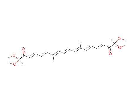 Molecular Structure of 141290-93-9 (2,2,19,19-tetramethoxy-8,13-dimethyl-4,6,8,10,12,14,16-eicosaheptaene-3,18-dione)