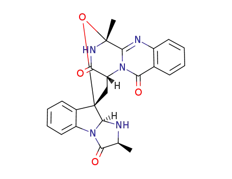 Molecular Structure of 140715-86-2 (Spiro[9H-imidazo[1,2-a]indole-9,3'-[1,5](iminomethano)[3H][1,4]oxazepino[3,4-b]quinazoline]-3,7',13'(1'H,2H)-trione,1,4',5',9a-tetrahydro-1',2-dimethyl-, (1'R,2S,3'S,5'S,9aS)-)