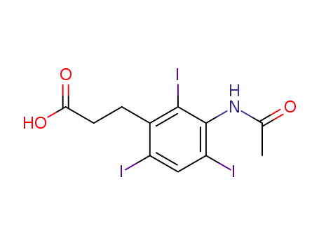 Molecular Structure of 1456-51-5 (3-[3-(carbamoylmethyl)-2,4,6-triiodo-phenyl]propanoic acid)