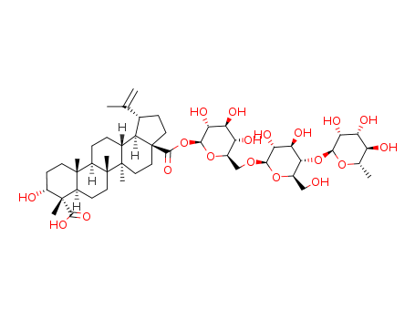 Molecular Structure of 126594-50-1 (Lup-20(29)-ene-23,28-dioicacid, 3-hydroxy-, 28-(O-6-deoxy-a-L-mannopyranosyl-(1®4)-O-b-D-glucopyranosyl-(1®6)-b-D-glucopyranosyl) ester, (3a,4a)-)