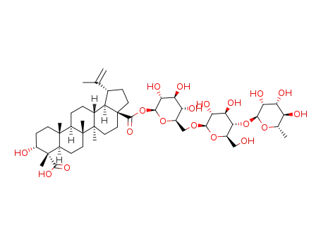 Molecular Structure of 126594-50-1 (Lup-20(29)-ene-23,28-dioicacid, 3-hydroxy-, 28-(O-6-deoxy-a-L-mannopyranosyl-(1&reg;4)-O-b-D-glucopyranosyl-(1&reg;6)-b-D-glucopyranosyl) ester, (3a,4a)-)