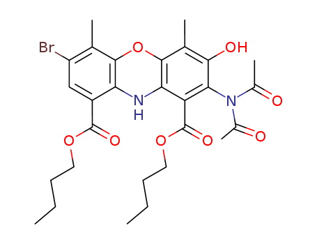 10H-Phenoxazine-1,9-dicarboxylicacid, 7-bromo-2-(diacetylamino)-3-hydroxy-4,6-dimethyl-, 1,9-dibutyl ester cas  14208-80-1