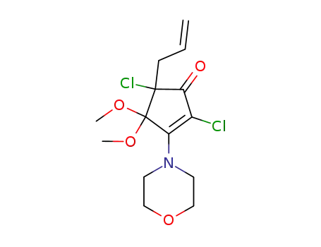 Molecular Structure of 141917-51-3 (2,5-dichloro-4,4-dimethoxy-3-morpholin-4-yl-5-prop-2-en-1-ylcyclopent-2-en-1-one)