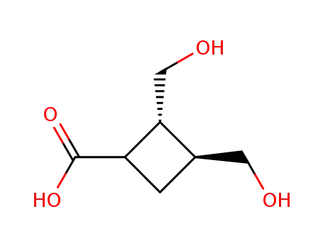 Molecular Structure of 141208-49-3 (Cyclobutanecarboxylic acid, 2,3-bis(hydroxymethyl)-, [1S-(1alpha,2alpha,3beta)]- (9CI))