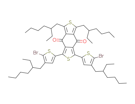 Molecular Structure of 1439937-07-1 (1,3-bis(5-bromo-4-(2-ethylhexyl)thiophen-2-yl)-5,7-bis(2-ethylhexyl)benzo[1,2-c:4,5-c']dithiophene-4,8-dione)