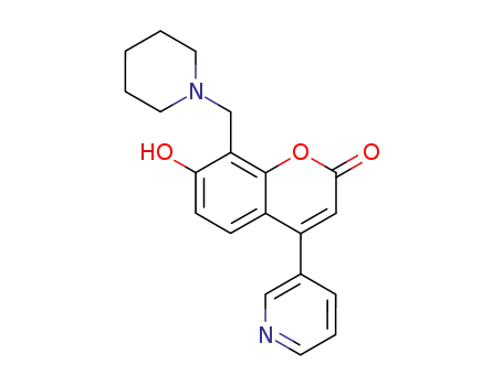 Molecular Structure of 14222-11-8 (7-hydroxy-8-(piperidin-1-ylmethyl)-4-pyridin-3-yl-2H-chromen-2-one)