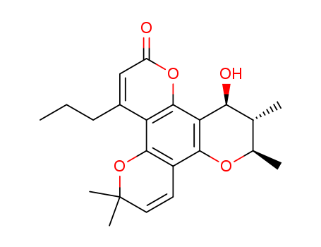 2H,6H,10H-Dipyrano[2,3-f:2',3'-h][1]benzopyran-2-one,11,12-dihydro-12-hydroxy-6,6,10,11-tetramethyl-4-propyl-, (10R,11S,12S)- cas  142632-32-4