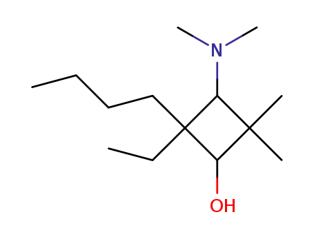 Molecular Structure of 14241-13-5 (2-butyl-3-(dimethylamino)-2-ethyl-4,4-dimethylcyclobutanol)