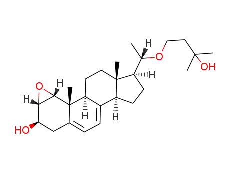 Molecular Structure of 142867-57-0 (1α,2α-epoxy-3β-hydroxy-20(S)-(3-hydroxy-3-methylbutyloxy)pregna-5,7-diene)