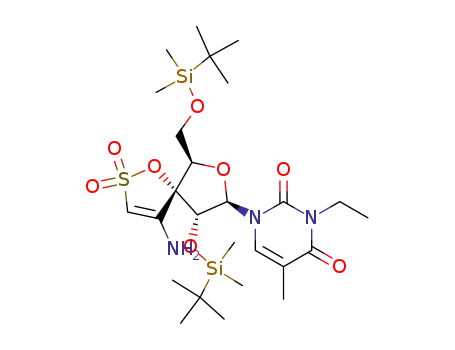 1-[(6R,8R,9R)-4-amino-9-{[tert-butyl(dimethyl)silyl]oxy}-6-({[tert-butyl(dimethyl)silyl]oxy}methyl)-2,2-dioxido-1,7-dioxa-2-thiaspiro[4.4]non-3-en-8-yl]-3-ethyl-5-methylpyrimidine-2,4(1H,3H)-dione