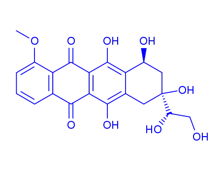 Molecular Structure of 141975-30-6 (8-(1,2-dihydroxyethyl)-6,8,10,11-tetrahydroxy-1-methoxy-7,8,9,10-tetrahydrotetracene-5,12-dione)