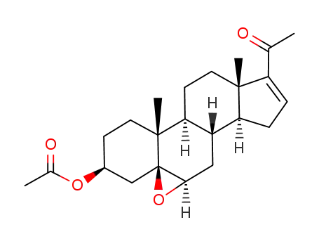 Molecular Structure of 66880-01-1 (5β,6β-epoxy-20-oxo-pregn-16-en-3β-yl acetate)